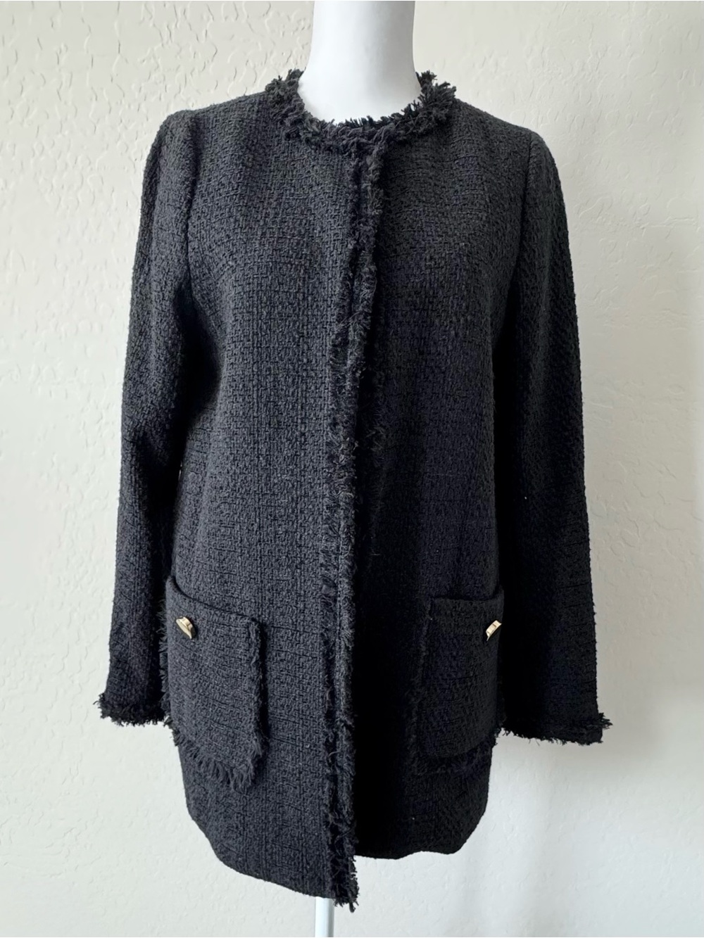 Catherine Malandrino Black Tweed Blazer Jacket